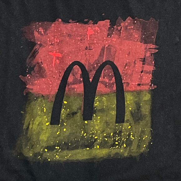 Vintage McDonald’s Painted Logo T-Shirt Black Retro Graphic - Men's Large - Picture 2 of 4